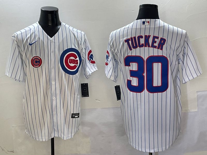 Men Chicago Cubs #30 Tucker White Stripe Game Nike 2025 MLB Jersey style 7